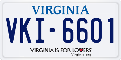 VA license plate VKI6601