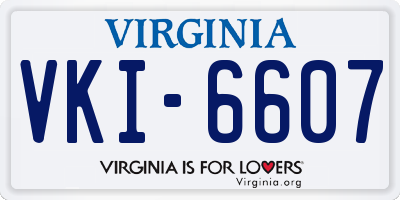 VA license plate VKI6607