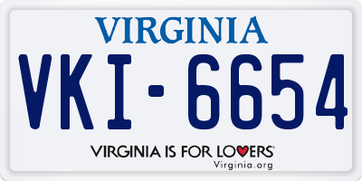 VA license plate VKI6654