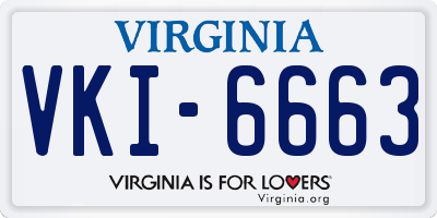 VA license plate VKI6663