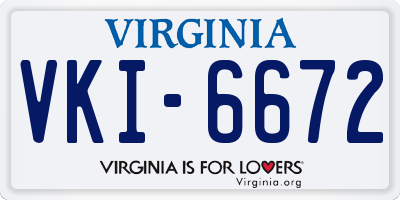 VA license plate VKI6672