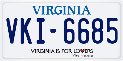 VA license plate VKI6685