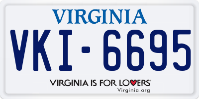 VA license plate VKI6695