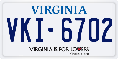 VA license plate VKI6702