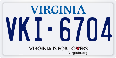 VA license plate VKI6704