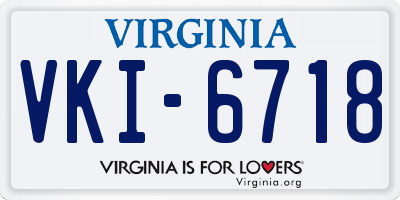 VA license plate VKI6718