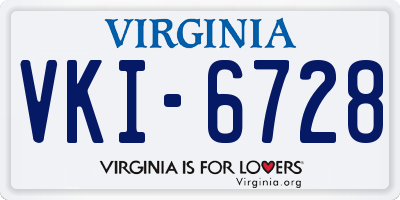 VA license plate VKI6728