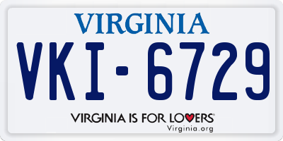VA license plate VKI6729