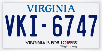 VA license plate VKI6747