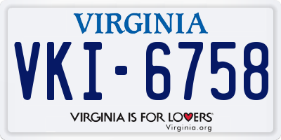 VA license plate VKI6758