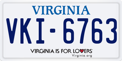 VA license plate VKI6763