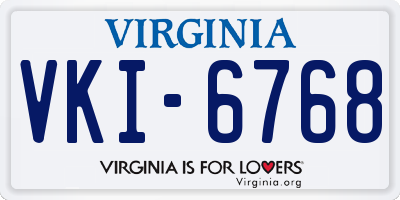 VA license plate VKI6768