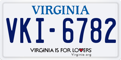 VA license plate VKI6782