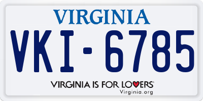 VA license plate VKI6785