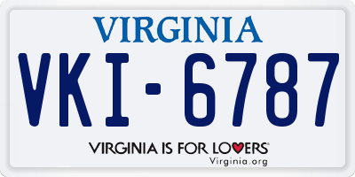 VA license plate VKI6787