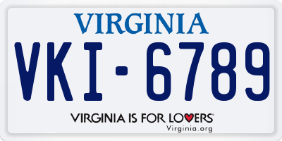 VA license plate VKI6789