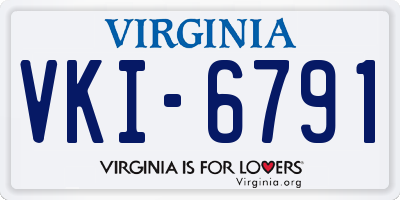 VA license plate VKI6791