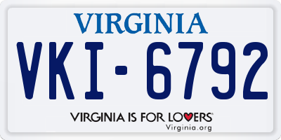 VA license plate VKI6792