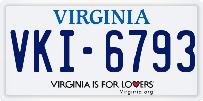 VA license plate VKI6793