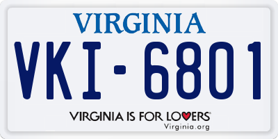 VA license plate VKI6801
