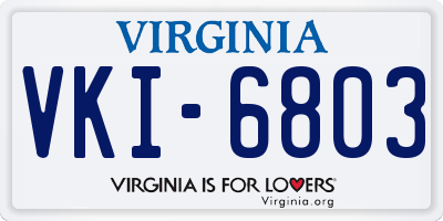 VA license plate VKI6803