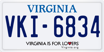 VA license plate VKI6834