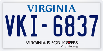 VA license plate VKI6837