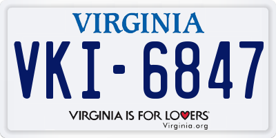 VA license plate VKI6847