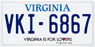 VA license plate VKI6867