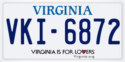 VA license plate VKI6872