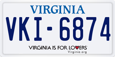 VA license plate VKI6874