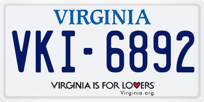 VA license plate VKI6892