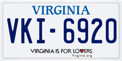 VA license plate VKI6920