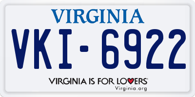 VA license plate VKI6922