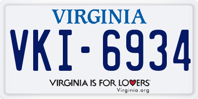 VA license plate VKI6934