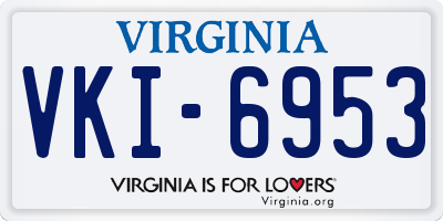 VA license plate VKI6953