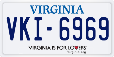 VA license plate VKI6969