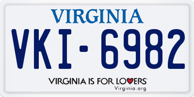 VA license plate VKI6982