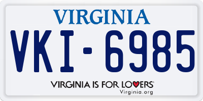 VA license plate VKI6985