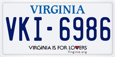VA license plate VKI6986