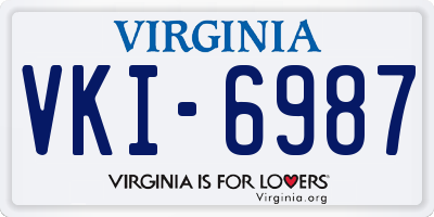 VA license plate VKI6987