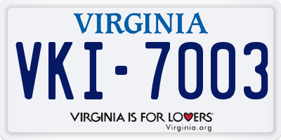VA license plate VKI7003