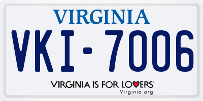 VA license plate VKI7006