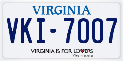 VA license plate VKI7007