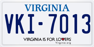 VA license plate VKI7013