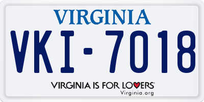 VA license plate VKI7018