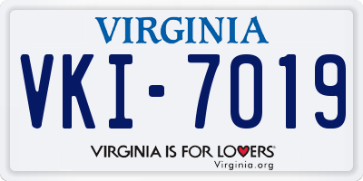 VA license plate VKI7019