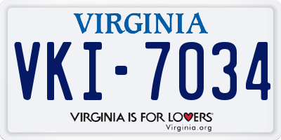 VA license plate VKI7034
