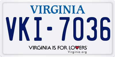 VA license plate VKI7036