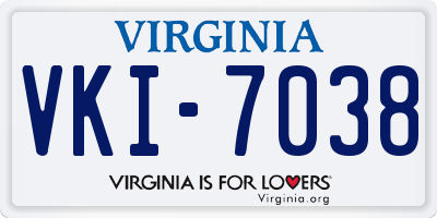 VA license plate VKI7038